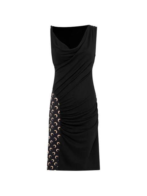 Marine Serre draped moon-print dress - Black - zdjęcie produktu nr 1