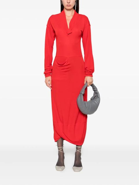 LEMAIRE cowl-neck pocket dress - Red