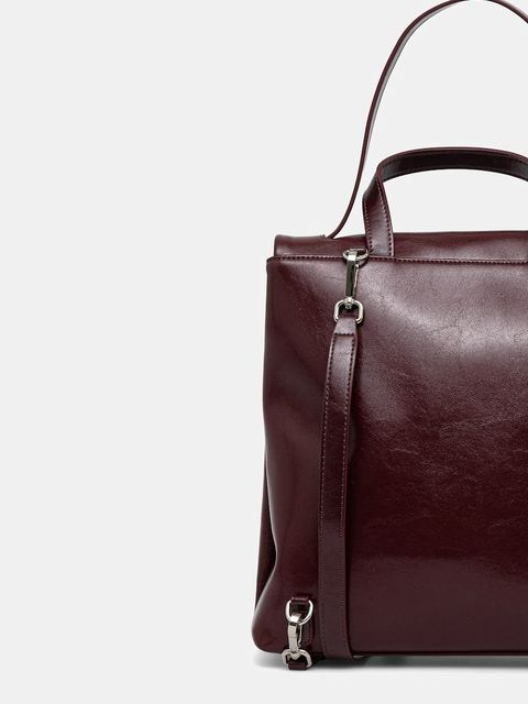 Answear.LAB plecak skórzany damski kolor bordowy mały gładki - zdjęcie produktu nr 2