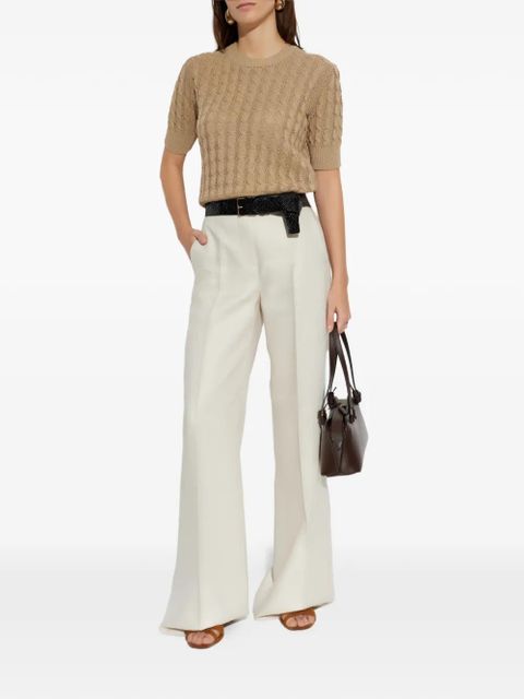 Max Mara short-sleeve cable-knit top - Neutrals - zdjęcie produktu nr 2