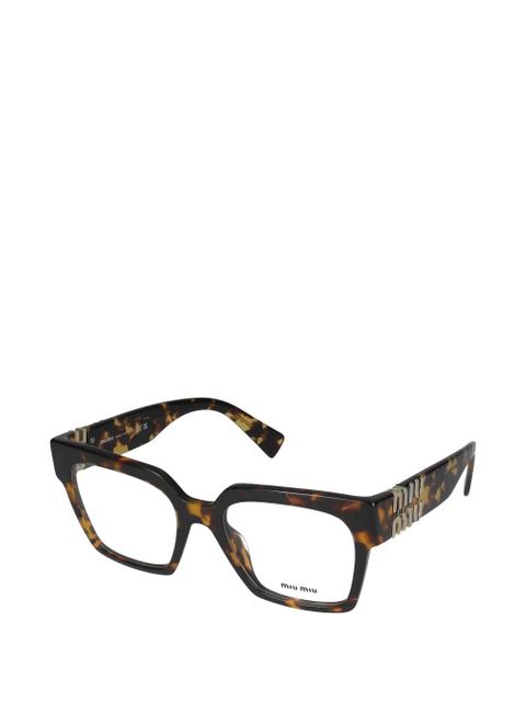 Miu Miu Eyewear tortoiseshell-effect logo-plaque glasses - Brown - zdjęcie produktu nr 2