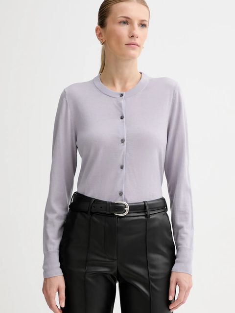 Calvin Klein kardigan wełniany damski kolor fioletowy lekki LV044D323G - zdjęcie produktu nr 1