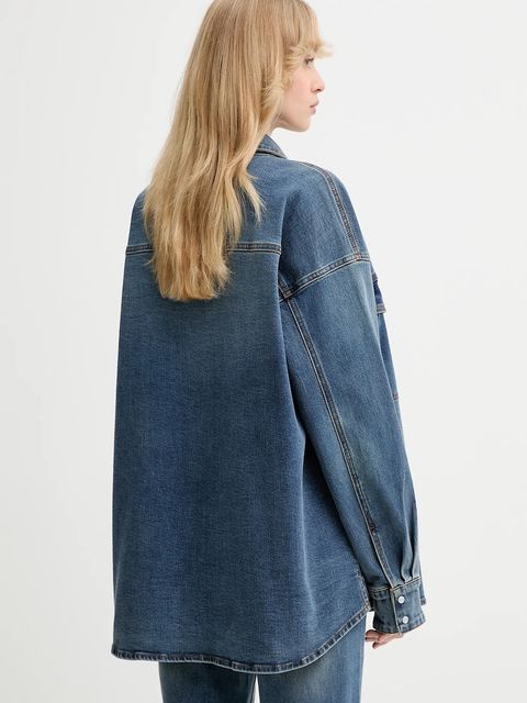 Gestuz koszula jeansowa damska kolor niebieski relaxed z kołnierzykiem klasycznym 10910575