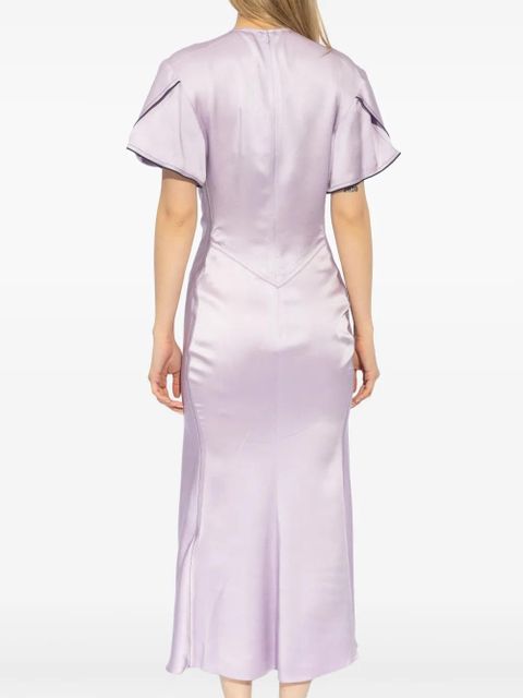 Victoria Beckham ruched satin midi dress - Purple