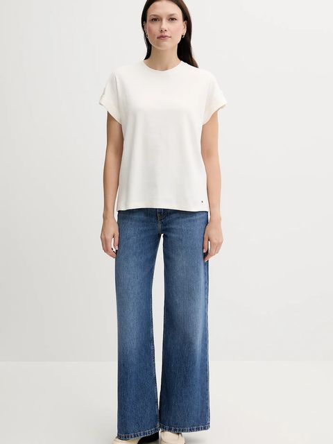 Tommy Hilfiger t-shirt bawełniany damski kolor beżowy WW0WW45628 - zdjęcie produktu nr 2