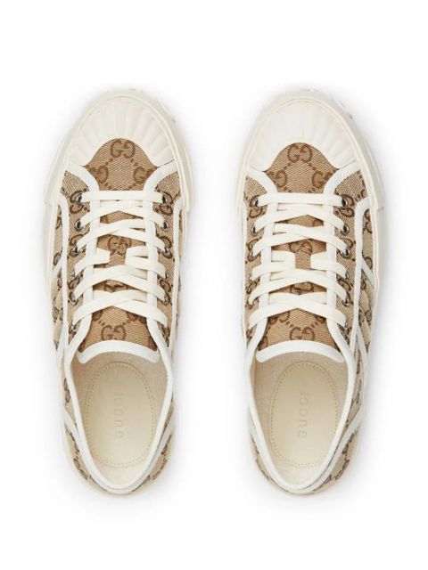 Gucci GG monogram lace-up sneakers - Brown