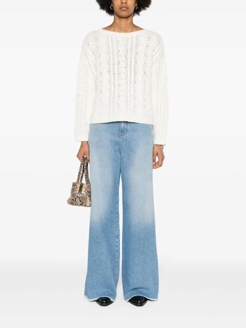 TWINSET logo-patch cable-knit jumper - White - zdjęcie produktu nr 2