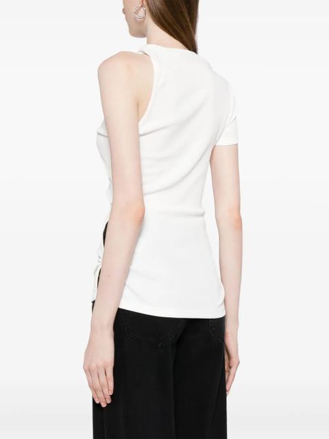 Christopher Esber twist-detail asymmetric ribbed T-shirt - White - zdjęcie produktu nr 2