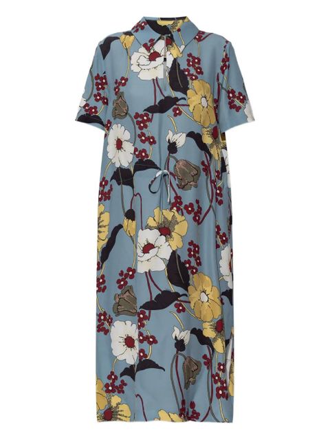 Marni floral-print drawstring midi dress - Blue - zdjęcie produktu nr 1
