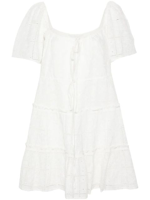 GANNI Egret broderie-anglaise mini dress - White