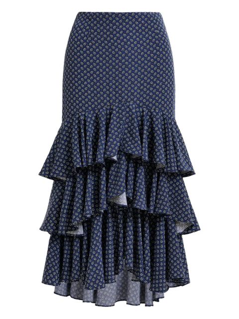 Essentiel Antwerp paisley-print tiered ruffle skirt - Blue - zdjęcie produktu nr 1