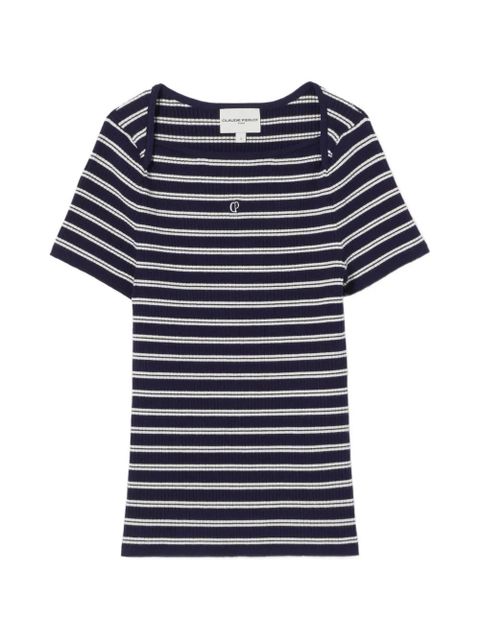 Claudie Pierlot striped embroidered T-shirt - Blue - zdjęcie produktu nr 1