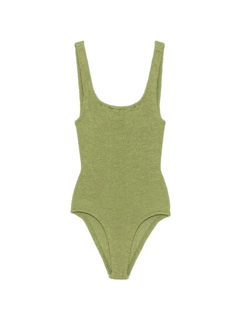 Hunza G crinkle-effect square-neck swimsuit - Green - zdjęcie produktu nr 1