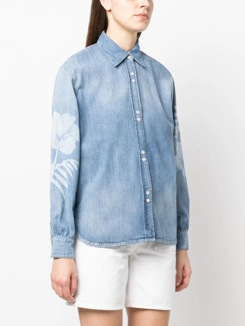 PINKO Gufare floral-print denim shirt - Blue - zdjęcie produktu nr 2