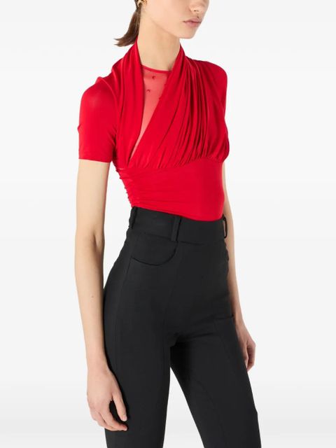 Marine Serre draped plumetis top - Red
