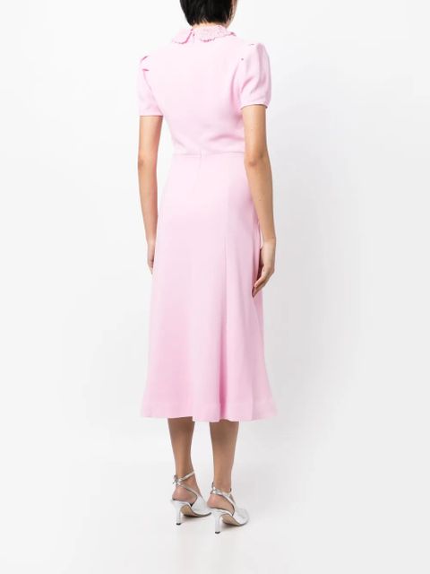 Self-Portrait lace-collar midi dress - Pink