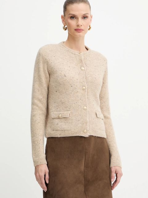 Marella kardigan z dodatkiem wełny damski kolor beżowy 2523346132200 - zdjęcie produktu nr 1