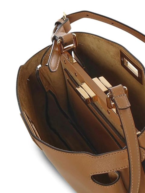 FENDI small Peekaboo logo shlouder bag - Brown