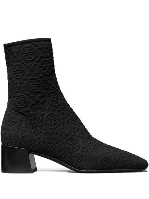 Tory Burch 45mm monogram knit ankle boots - Black - zdjęcie produktu nr 1