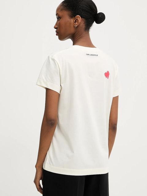 Karl Lagerfeld t-shirt bawełniany damski kolor beżowy A3W17017