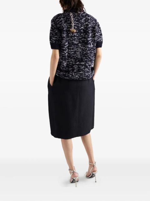 Prada short-sleeve pendant-embellished sweater - Blue