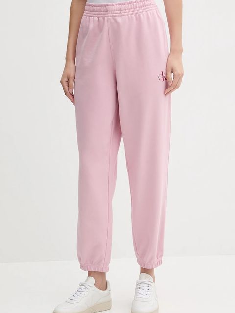 Calvin Klein Jeans spodnie dresowe damskie kolor różowy gładkie LV047B235G - zdjęcie produktu nr 1