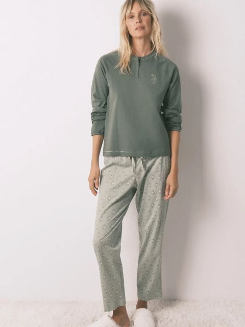 women'secret komplet piżamowy bawełniany damska kolor zielony bawełniana 3592466 - zdjęcie produktu nr 1