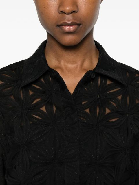 Simkhai floral-print cropped blouse - Black