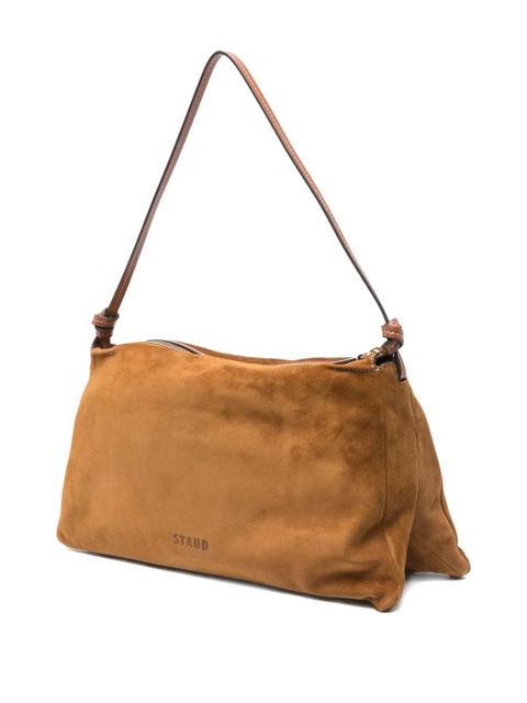 STAUD Harlow knotted-strap suede shoulder bag - Brown