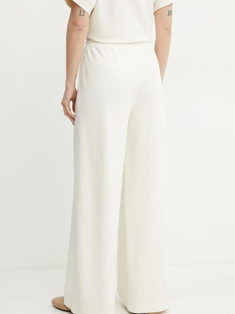 BOSS Orange spodnie dresowe damskie kolor beżowy szerokie high waist 50536743