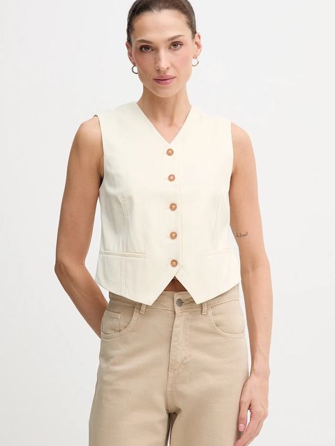 United Colors of Benetton kamizelka kolor beżowy jednorzędowa 2YVXDJ011 - zdjęcie produktu nr 1