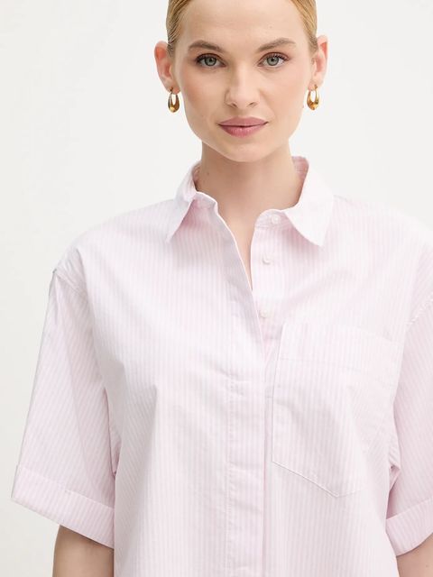 United Colors of Benetton koszula damska kolor różowy regular z kołnierzykiem klasycznym 5SZRDQ0C0