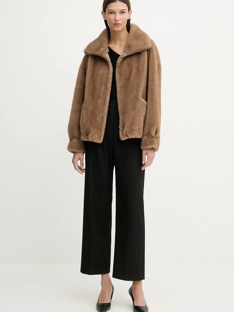 Answear.LAB kurtka kolor beżowy przejściowa oversize