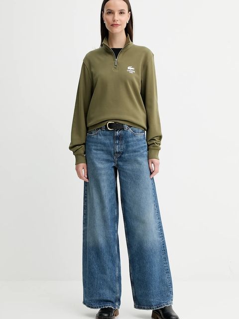 Lacoste bluza bawełniana kolor zielony z nadrukiem SH2735