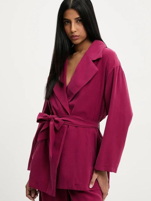 Answear.LAB marynarka kolor bordowy oversize gładka - zdjęcie produktu nr 1