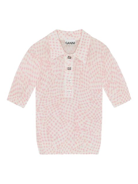 GANNI patterned-jacquard top - Pink - zdjęcie produktu nr 1