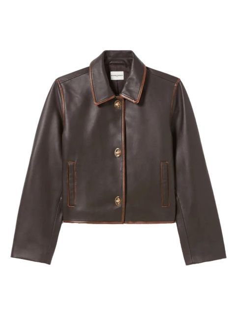 Claudie Pierlot cropped leather jacket - Brown - zdjęcie produktu nr 1