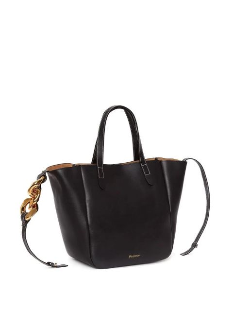 JW Anderson logo-detail leather tote bag - Black