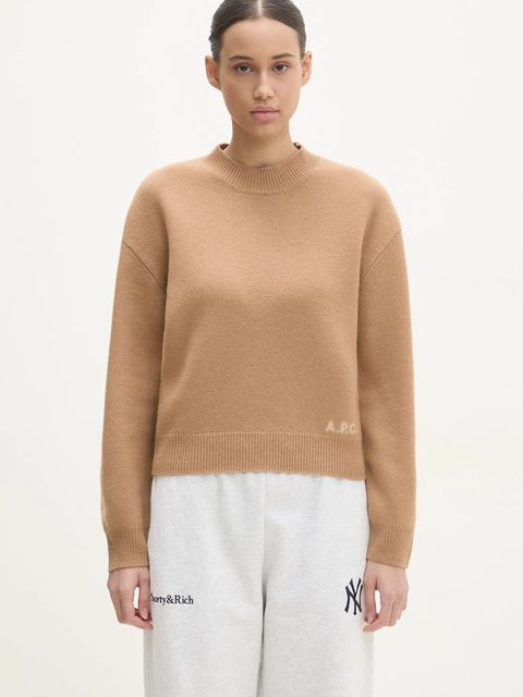 A.P.C. sweter wełniany Pull Esther damski kolor brązowy WVBDK-F23373 - zdjęcie produktu nr 1