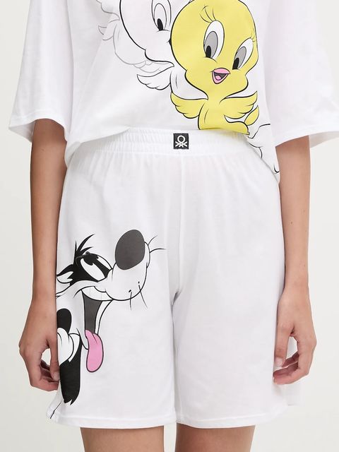 United Colors of Benetton piżama bawełniana kolor biały 30963P03W