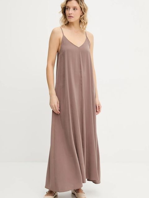 Answear.LAB sukienka kolor brązowy maxi rozkloszowana