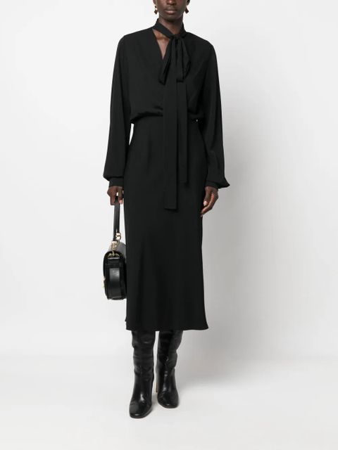 Sportmax attached-scarf silk-blend midi dress - Black - zdjęcie produktu nr 2