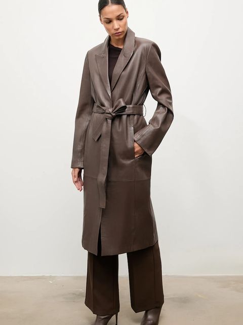 Answear.LAB płaszcz skórzany kolor brązowy - zdjęcie produktu nr 2