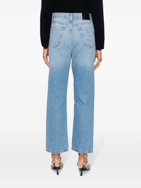 SANDRO logo-embroidered straight-leg jeans - Blue