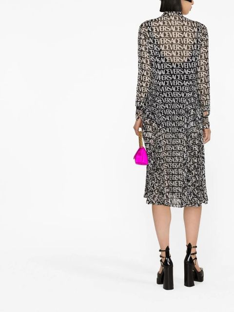 Versace logo-print silk shirtdress - Black