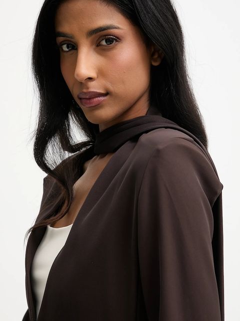 Answear.LAB marynarka kolor brązowy jednorzędowa gładka