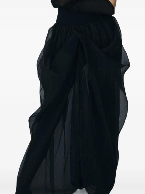 Magda Butrym draped ruffled long skirt - Black