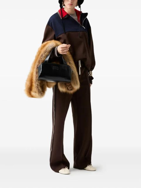 Miu Miu polo-neck zipped sweatshirt - Brown