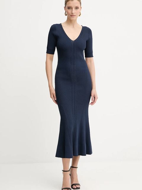 Herve Leger sukienka Aria kolor granatowy midi dopasowana DCR8524128 - zdjęcie produktu nr 1