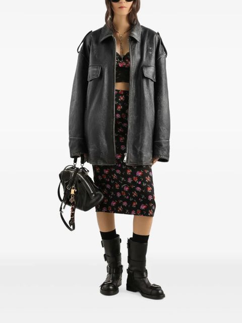 Dolce & Gabbana zip-up leather coat - Black - zdjęcie produktu nr 2